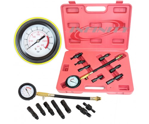 7PCS PETROL AUTO ENGINE COMPRESSION TESTER KIT ADAPTIVE W/ 300PSI GAUGE CP103414